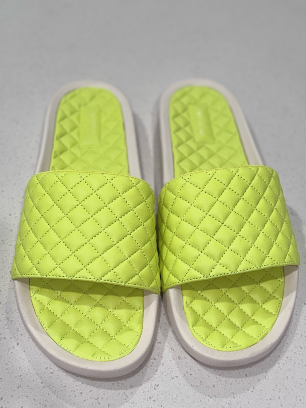 APL Athletic Propulsion Labs Lusso Quilted Leather Slides Energy Green 12 NIB